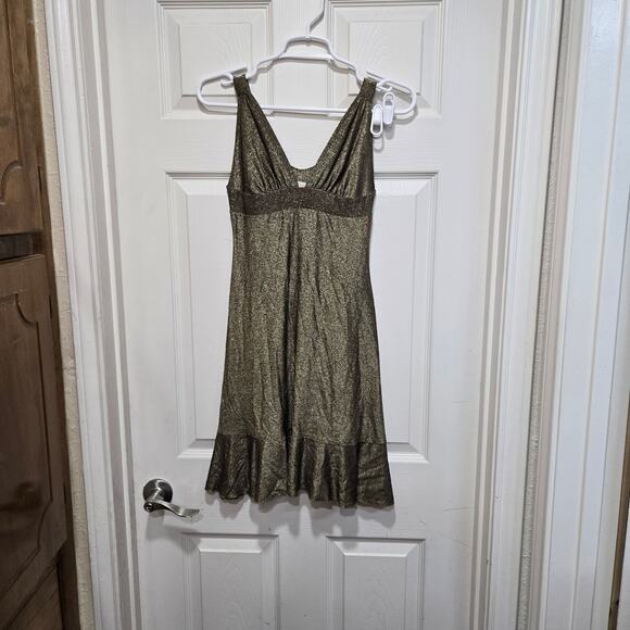 3Free Metallic Gold Shimmer Mini Dress Women’s Size M - Picture 7 of 7